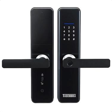 Imagem de Fechadura Digital TFEE02 de Embutir com Impressão Biométrica para Porta em Plástico Fosco Preto