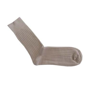 Imagem de Meia Canelada Areia Basic+ Cano Longo Algodão Confortável