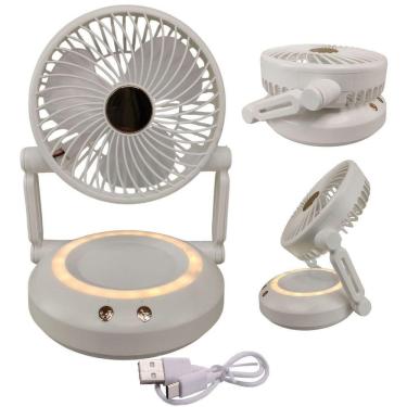 Imagem de Ventilador de Mesa Dobravel Retratil 3W 16cm 3 Velocidades Branco BSL3813 com Luz LED USB Bivolt