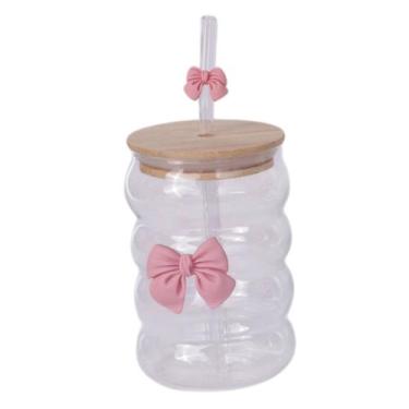 Imagem de Copo Vidro Canelado Nervuras com Laço 500ml Vintage Luxo - Tesla Store