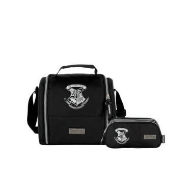 Imagem de Kit Escolar Harry Potter Lancheira + Estojo Triplo Original, Preto
