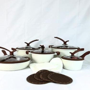 Imagem de Conjunto de Panelas Cerâmica 22 Peças Premium Antiaderente Fundo Tripl