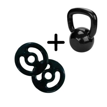 Imagem de Kit Kettlebell de 6 kg + Par de anilha 4kg-Unissex