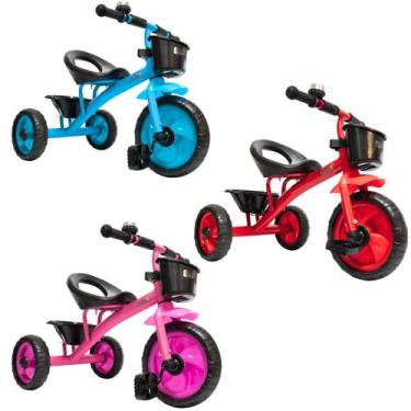 Imagem de Triciclo Infantil 3 Rodas Motoca Cesta Buzina - PlayDuc, Rosa