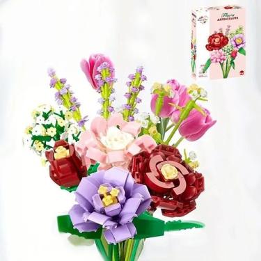 Imagem de Blocos de Montar Buquê de Rosas  628 Peças Brinquedo Criativo para Pre
