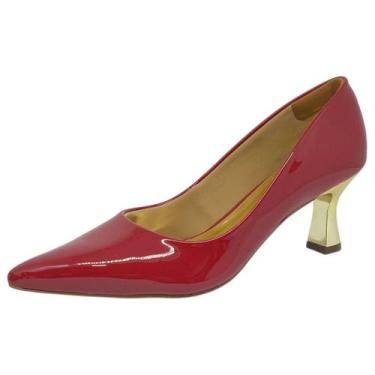 Imagem de Sapato Scarpin Feminino Elegante Bico Fino Conforto Cacci, Scarlet, 35