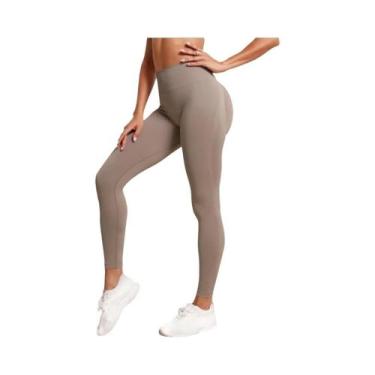 Imagem de Leggings Esportivas Femininas Sem Costura De Cintura Alta, Efeito Leva