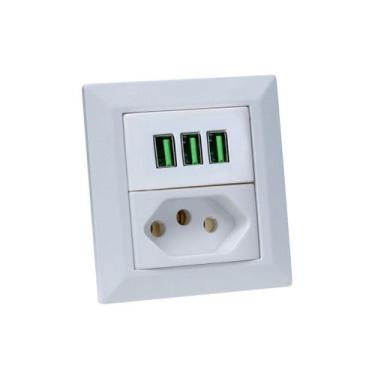 Imagem de Espelho Duplo Chanfrado com 1 Tom 20A 3 Usb 5.2A - CONNECT CAIXA TOMAD