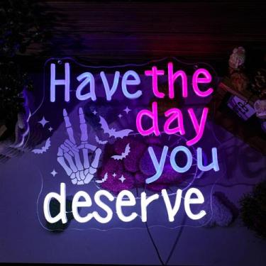 Imagem de Placa de Neon Qianese Gothic Emo Mão de Esqueleto LED 34x30 cm
