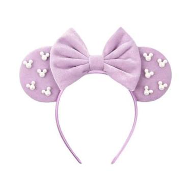 Imagem de Tiara De Veludo Com Orelhas De Rato Para Meninas, Faixa De Cabelo Maci