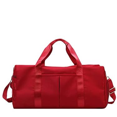 Imagem de Bolsa de ginástica unissex bolsa de viagem com compartimento úmido e compartimento de sapatos, bolsa de viagem de grande capacidade bolsa de viagem bolsa de viagem bolsa de viagem bolsa de viagem, Vermelho, Bolsa de viagem para academia