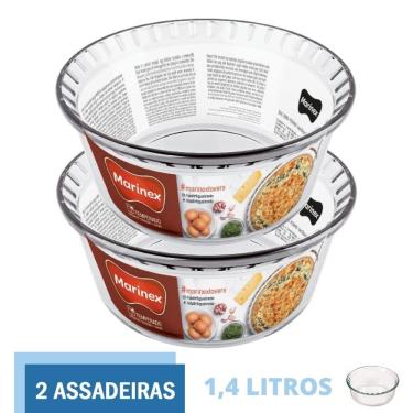 Imagem de Kit 2 Formas de Vidro Travessa Suflê Redonda 1,4 L Marinex