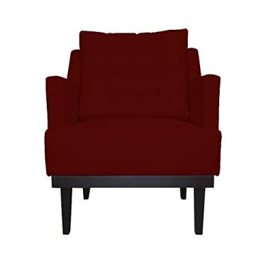 Imagem de Poltrona Decorativa Stefanie Com Base Madeira Tabaco Suede Bordô - DS Estofados