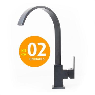Imagem de Torneira Lavatório De Bancada Bica Alta Latão Black Kit 02un