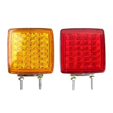 Imagem de Riloer Luzes LED Pedestal âmbar/vermelho dupla face LED seta luz M12 para montagem de pinos para reboque de caminhão pesado (pacote com 2)