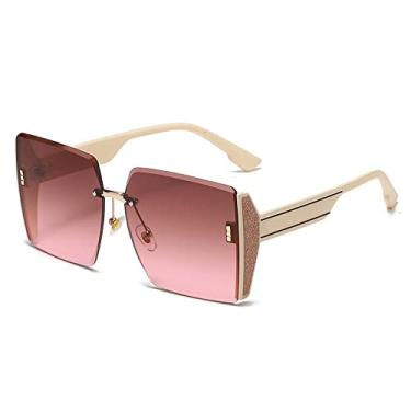 Imagem de Óculos de sol femininos sem moldura de alto senso com armação grande, 4, tamanho único