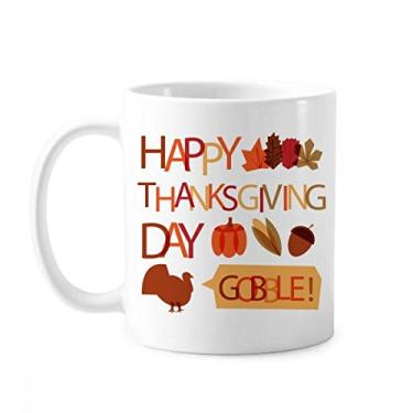 Imagem de Caneca de cerâmica com estampa de peru para o Dia de Ação de Graças da abóbora