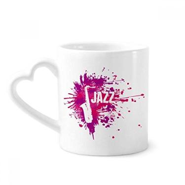 Imagem de Sax Jazz Música Cultura Padrão Caneca Café Cerâmica Copos Copo Coração Vidro