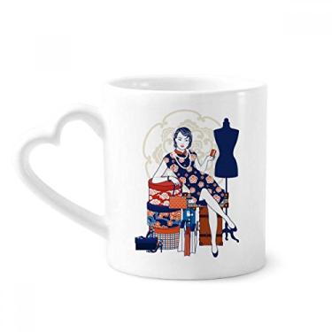 Imagem de Caneca de beleza branca cultura chinesa café cerâmica copo de coração de vidro