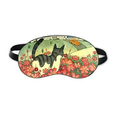 Imagem de Miaoji Pintura Aquarela Gato Flores Cidade Dormir Olho Escudo Macio Noite Venda Cobertura Sombra