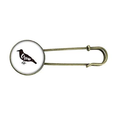 Imagem de Broche de metal retrô de corvo preto e branco com clipe de joia
