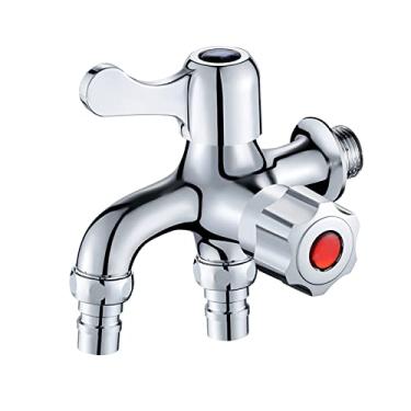 Imagem de LIDON Adaptador de torneira da máquina de lavar única torneira de água fria torneira de pia de lavanderia de latão máquina de lavar divisor de mangueira adaptador de torneira de saída dupla para banheiro cozinha, cromo F (cor: cromado E)