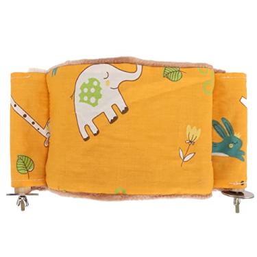 Imagem de Cama suspensa para pássaros, gaiola de pelúcia para pássaros, cores brilhantes, rede para pendurar papagaios (amarelo)