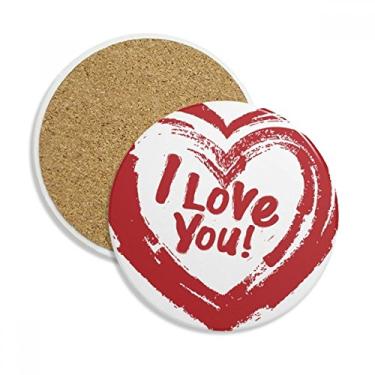 Imagem de Caneca de porta-copos com estampa de coração vermelho I Love You