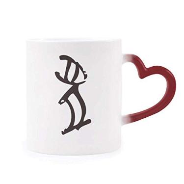 Imagem de Caneca Sensível ao Calor Coelhos do Zodíaco Chinês Bones Inscriptions Copo Grés Mudança de Cor Vermelha