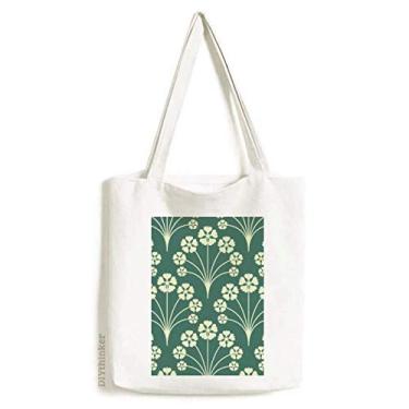 Imagem de Bolsa de lona decorativa verde com estrela branca bolsa de compras casual bolsa de compras