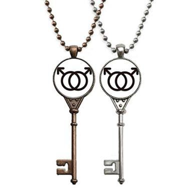 Imagem de OFFbb-USA Diferença de Gênero Identificadora Masculino-Masculino Chaveiro Colar Pingente Joia Decoração de Casal
