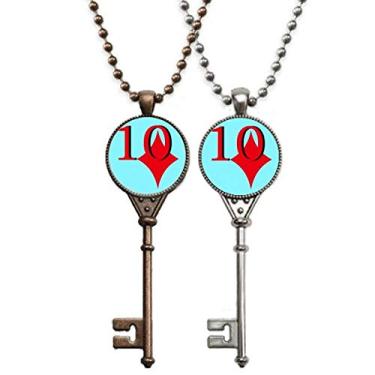 Imagem de OFFbb-USA Wealth Diamond Colar com 10 chaves de pôquer pingente joia decoração de casal