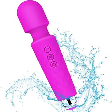 Imagem de Massageador de varinha para mulheres, 8 velocidades potentes 20 modos de vibração, massageador portátil pessoal recarregável, sem fio portátil massageador à prova d'água massageador