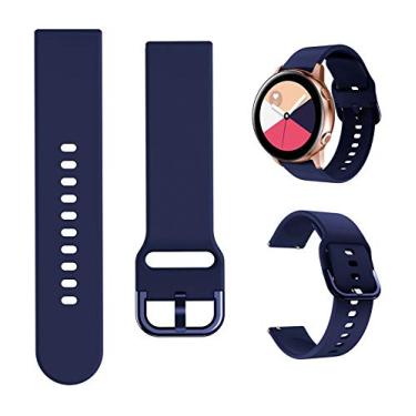 Imagem de Pulseira Minggo compatível com relógio Samsung Galaxy Active/Active2 40 mm/44 mm, pulseira de silicone esportiva de substituição compatível com relógio Galaxy 42 mm/Gear S2 Classic/Gear Sport Smart Watch, One Size, Dark Blue