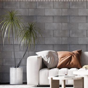 Imagem de Kit 3 Rolos Papel De Parede Adesivo Bloco De Cimento 3,0M