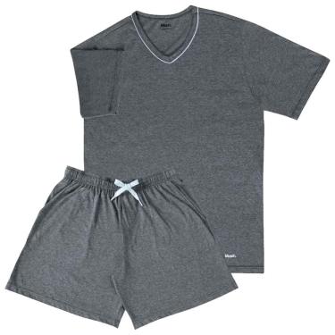 Imagem de Pijama Curto Masculino Adulto Gola V Verão Algodão Mash