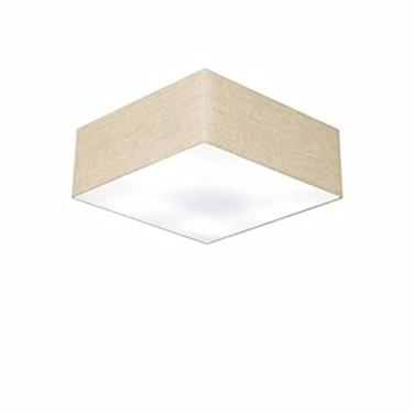 Imagem de Plafon Quadrado Cúpula Tecido 12/35x35 cm, Vivare Iluminação, Plafon3001 RST, Rustico Bege, Pequeno