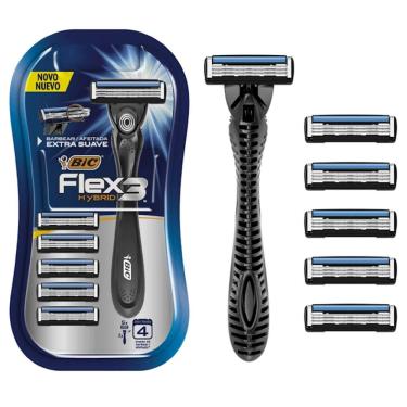 Imagem de Aparelho De Barbear Flex3 Hybrid Extra Suave C/5 Cargas Bic