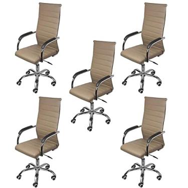 Imagem de Kit 5 Cadeiras para Escritório Presidente Esteirinha Florença Or Design Caramelo
