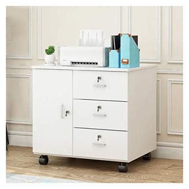 Imagem de Suporte de CPU móvel Suporte de chão de CPU Suporte de madeira para impressora armário de armazenamento com gaveta desktop PC suporte de torre carrinho com 4 rodízios suporte de torre de PC (Cor: Dourado, Tamanho: 1)