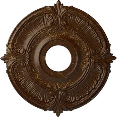 Imagem de Ekena Millwork CM18ATRBC Medalhões decorativos de teto modelados de acordo com padrões e designs históricos originais, raiz de cerveja crackle