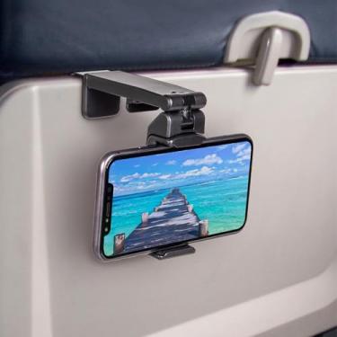 Imagem de Perilogics Suporte universal para telefone de avião em voo. Visualização mãos livres com rotação dupla multidirecional de 360 graus. Tamanho do bolso deve ter acessório essencial de viagem de avião