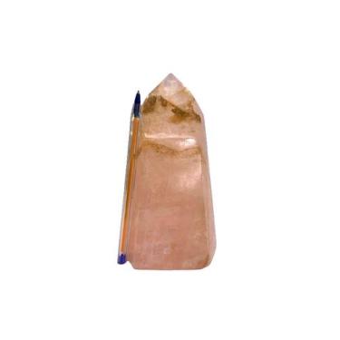 Imagem de Ponta Quartzo Rosa Pedra Natural Grande 17cm 1,0Kg Classe B - Cristais