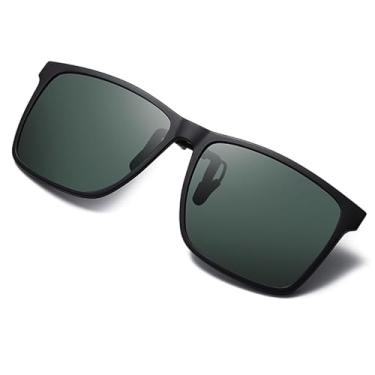 Imagem de FF FRAZALA Óculos de sol polarizados com clipe para homens e mulheres sobre óculos de grau antirreflexo proteção UV400, Lente verde fumê 6002/visão verde escura, Regular size