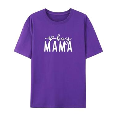 Imagem de Camisetas femininas com estampa de letras para meninos e mamãe para o Dia das Mães, Roxa, 5G