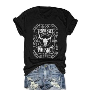 Imagem de Camisetas femininas de banda de rock, vintage, rock, country, roupa de concerto, casual, manga curta, I - preto, P