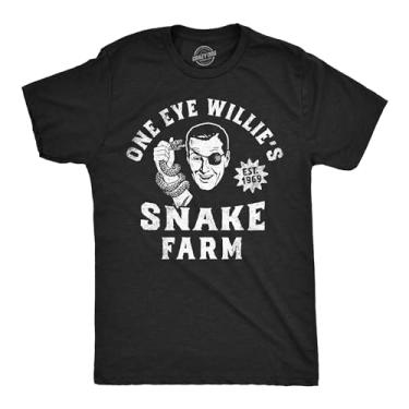 Imagem de Camisetas masculinas engraçadas One Eye Willies Snake Farm adulto novidade camiseta masculina, Preto mesclado - One Eye Willies Snake Farm, G