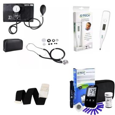 Imagem de Kit Enfermagem + Aparelho Medidor Glicose LITE Completo Premium (PRETO)