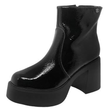 Imagem de Bota Feminina Couro Cano Baixo Salto Alto Verniz Bottero