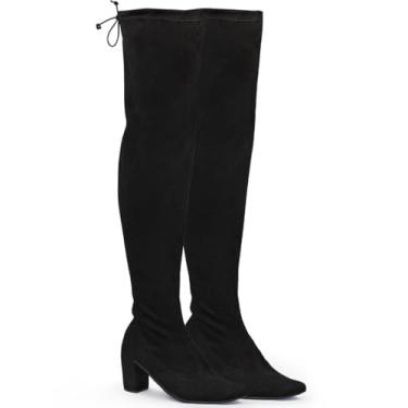Imagem de Bota Feminina Over The Knee Cano Alto Salto Grosso Stretch campreto40